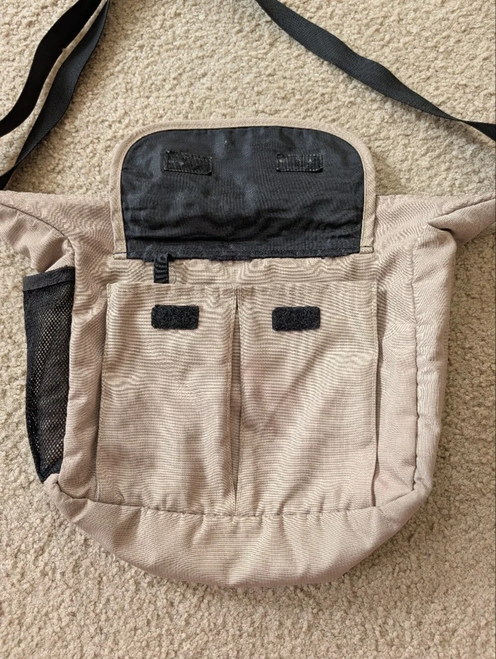 L.L. Bean Taupe Messenger Bag with Black Strap